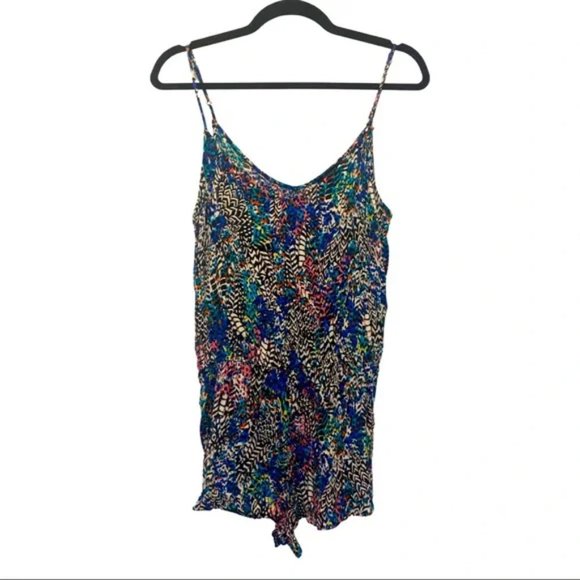Spaghetti strap colorful patterned summer romper - Picture 2 of 3